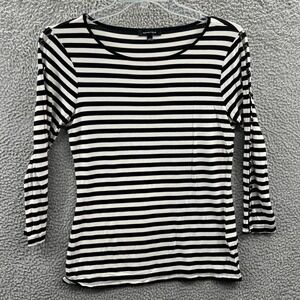 Womens Coastal Minimalist Top L Striped Nautical Capsule Relaxed Stretch Knit